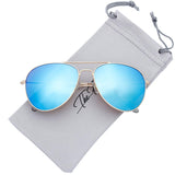 Classic Large Metal Frame Mirror Lens Aviator Sunglasses with Gift Box