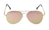 Premium Classic Aviator Mirrored Flat Lens Sunglasses Metal Frame with Spring Hinges