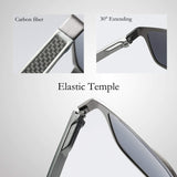 Polarized Sunglasses Men Wayfarer Driving Square Carbon Fiber Al-Mg Metal Frame with Case