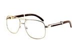 FBL Unisex Vintage Style Clear Lens Metal & Wood Feel Eyeglasses UV 400 Protection A071