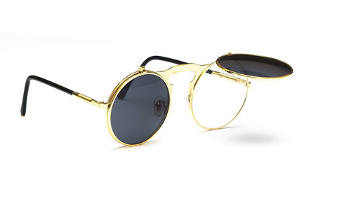 Vintage Steampunk Designer Metal Retro Sunglasses Round