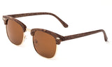 Newbee Fashion - Polarized Classic Vintage Clubmaster Style Comfortable Semi-Rimless Two Tone Wood Colored Fashion Sunglasses