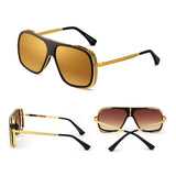 Flat Top Mirrored Designer Sunglasses Square Clear Lenses Metal Shades Men Women