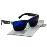 Large Matte Square Retro Sunglasses Black Red Blue Frame Color Mirror Lens