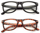 Newbee Fashion -Perfo Modern Look Squared Wayfarer Style Thick Frame Fashion Clear Lens Glasses
