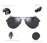 Mens Womens Polarized Sunglasses 100% UV400 Protection Aviator Black Sun Glasses