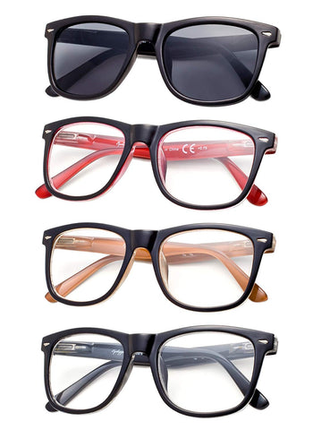 4-Pack Large Lenses Reading Glasses with Spring-Hinges