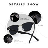 Classic Polarized Semi Rimless Unisex Horn Rimmed Sunglasses Mens Womens