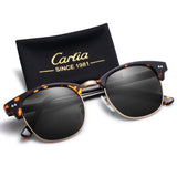 Semi Rimless Sunglasses for Women Men, Designer G15 Glass Lenses