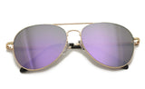 Premium Classic Aviator Mirrored Flat Lens Sunglasses Metal Frame with Spring Hinges