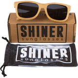 Shiner Bamboo Wood Sunglasses - UV400 Polarized Lenses, Wayfarer Style
