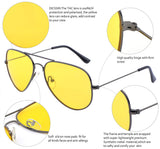 HD Night Polarized Vision Yellow Lens 3025 Aviator Driving Glasses for Men