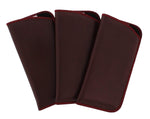 3 Pack Faux Leather Eyeglass Slip Cases In Navy Gray Black Burgundy Hunter Green