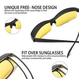 Night Vision Fit Over Glasses by Ideal Eyewear, Yellow Lens Polarized Night Driving Glasses