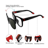 Magnetic Polarized 4Pcs Clip-on Lens Glasses Shade Sunglasses Night Vision Driving