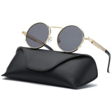 Gothic Round Metal Frame with Mirrored Lenses for Men Sunglasses RP6634