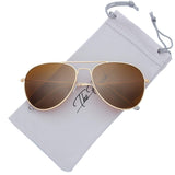 Classic Large Metal Frame Polarized Lens Aviator Sunglasses with Gift Box