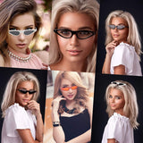 Small Retro Vintage Cat Eye Men Women Sunglasses Plastic Frame, Pouch Included