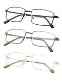3-pack Large Rectangular Reading Glasses with Spring Temple for Men