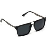 - Double Nose Bridge Square Black Lens Black Frame Sunglasses