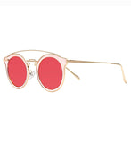 Round Sunglasses for Women Double Bridge, Light Weight, Pouch Included