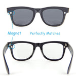 [2-in-1 SET] Blue Light Blocking Glasses with Clip On Polarized Sunglasses, Retro Lightweight Frame Men/Women