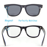 [2-in-1 SET] Blue Light Blocking Glasses with Clip On Polarized Sunglasses, Retro Lightweight Frame Men/Women