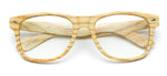 - Vintage Inspired Classic Wood Print Nerd Horn Rimmed Clear Lens Glasses