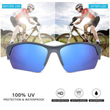 Sports Sunglasses for Men Women, Wrap Semi Rimless Frame Flash Mirror Lens