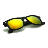 Matte Rubber Finish Polarized Horn Rimmed Sunglasses For Men Women Color Mirror Lens UV400