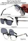 Polarized Clip-on Flip Up Metal Clip Rimless Sunglasses for Prescription Glasses