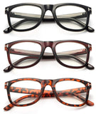 Newbee Fashion -Perfo Modern Look Squared Wayfarer Style Thick Frame Fashion Clear Lens Glasses