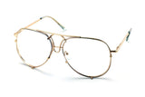 New Large Non-Prescription Premium Aviator Clear Lens Glasses Gold Silver Black