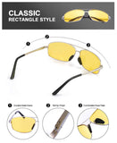 HD Night Vision Glasses Polairzed Anti Glare Safe Driving Yellow lens Mens Rectangle Metal Frame, UV400 Protection