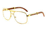 FBL Unisex Vintage Style Clear Lens Metal & Wood Feel Eyeglasses UV 400 Protection A071