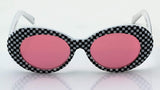 Elite NIRVANA Kurt Cobain Oval Bold Vintage Sunglasses For Women Men Eyewear - Checkered Frame Black Lens