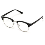 Vintage Inspired Classic Half Frame Clubmaster Horn Rimmed Clear Lens Glasses