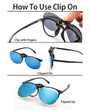 Clip on Sunglasses for Prescription Glasses, Flip Up Rimless Anti Glare Polarized Lens for Driving Fishing