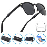 Classic Polarized Semi Rimless Unisex Horn Rimmed Sunglasses Mens Womens