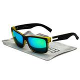 Large Matte Square Retro Sunglasses Black Red Blue Frame Color Mirror Lens