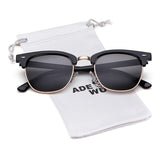 Polarized Sunglasses Women Men Classic Semi Rimless Frame Retro Sunglasses