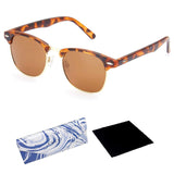 Classic Half Frame Polarized Semi-Rimless Clubmaster Sunglasses (NEERD)