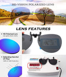 2-Pack Polarized Clip-on Rimless Pilot Lens Driving Sunglasses,JP94