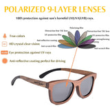 Polarized Wood Sunglasses Mens Womens Black Walnut Wooden Frame
