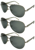 3-Pack Metal Aviators Rectangular Sunglasses Spring Hinges Polarized Lens