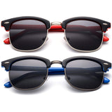 Newbee Fashion - Polarized Classic Vintage Clubmaster Style Comfortable Semi-Rimless Two Tone Wood Colored Fashion Sunglasses