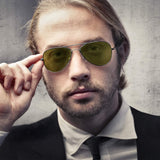 Night Vision Glasses for Driving, Classic Aviator Polarized Anti-glare Yellow Lens Sunglasses for Men Women