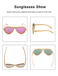 Womens Aviator Sunglasses Polarized Men Handmade Bamboo Sun Shades With Bamboo Case