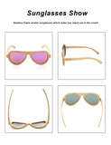Womens Aviator Sunglasses Polarized Men Handmade Bamboo Sun Shades With Bamboo Case