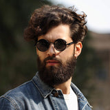 Steampunk Round Sunglasses, Vintage Hippie Circle Sunglasses with Metal Frame for Men Women